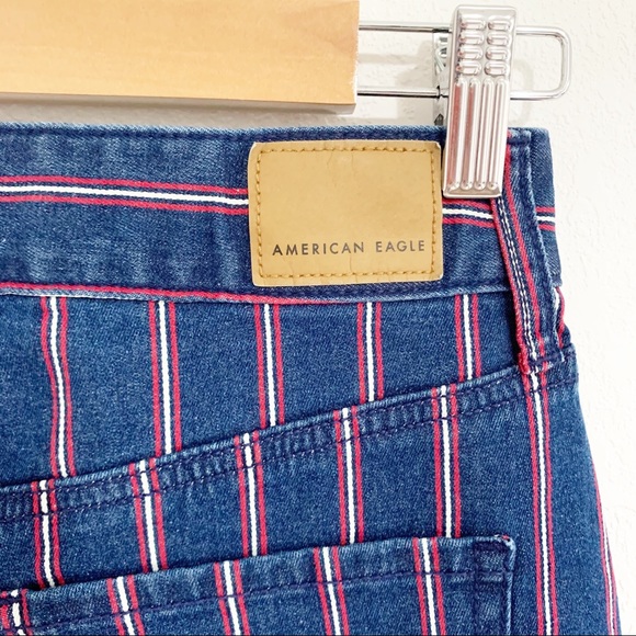 American Eagle Striped High Rise Mini Denim Skirt - Picture 8 of 9